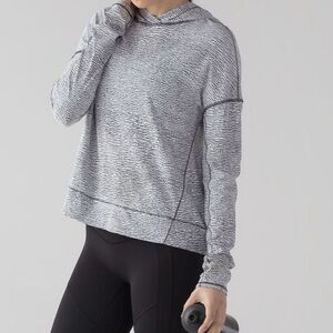 Lululemon Women Size 10 Hoodie Squad Goals Sweatshirt White Gray Lightweight Run